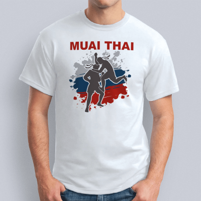 мужская Muai thai флаг с серым цветом 400x400 - Футболка "Muai thai флаг с серым цветом"